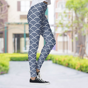 Koel met blauw blauw geblazen golven uw kleurenkeu leggings