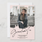 Koel met een zwarte roze afstuderen het afstuderen kaart (Voorkant)