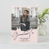 Koel met een zwarte roze afstuderen het afstuderen kaart (Staand voorkant)