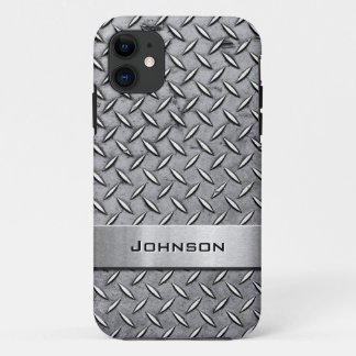 Koel metaal diamant geslepen metalen plaat patroon iPhone 11 hoesje