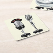 Koel  microfoons vierkante kartonnen onderzetter (Schuin)