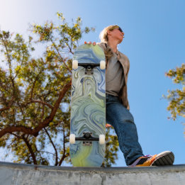 Koel Modern Abstract Blauw Skateboard