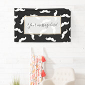 Koel Modern Zwart Wit Snor Patroon Spandoek (Insitu)