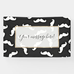 Koel Modern Zwart Wit Snor Patroon Spandoek