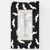 Koel Modern Zwart Wit Snor Patroon Spandoek (Verticaal)