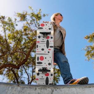 Koel Moderne Abstracte Geometrische Rode Zwarte Ki Skateboard