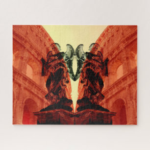 Koel moderne collage van historisch Rome in rood Legpuzzel