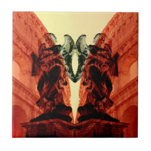 Koel moderne collage van historisch Rome in rood Tegeltje