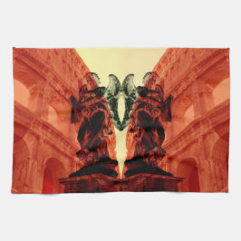 Koel moderne collage van historisch Rome in rood Theedoek