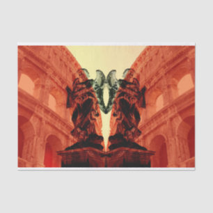 Koel moderne collage van historisch Rome in rood Tissuepapier