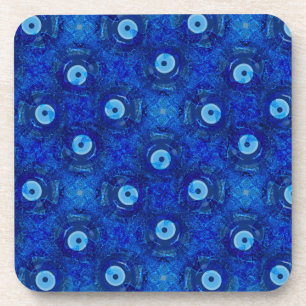 Koel, moderne digitale kunst van blauw boze oogpat bier onderzetter