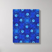 Koel, moderne digitale kunst van blauw boze oogpat canvas afdruk (Voorkant)