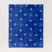 Koel, moderne digitale kunst van blauw boze oogpat legpuzzel (Verticaal)