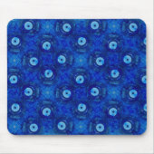 Koel, moderne digitale kunst van blauw boze oogpat muismat (Voorkant)