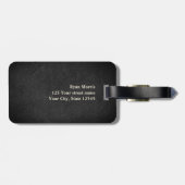 Koel moderne elegante zwarte monogram adres bagagelabel (Achterkant horizontaal)