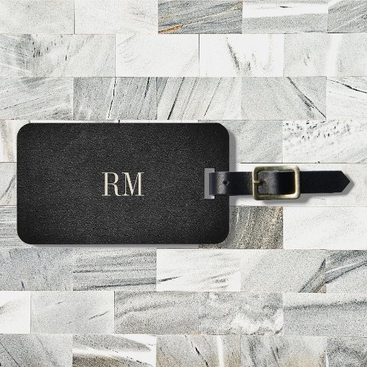 Koel moderne elegante zwarte monogram adres bagagelabel