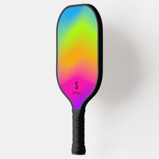 Koel Moderne Kleurrijke Neon Fel Regenboog Gradiën Pickleball Paddle (Links)