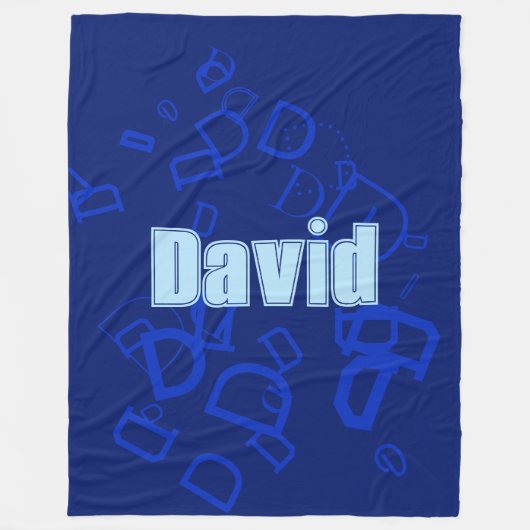 Koel monogram en naam in marine & lichtblauw fleece deken (Voorkant)