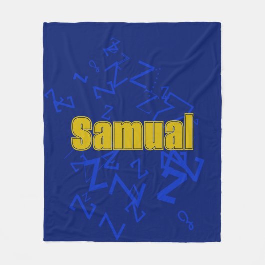 Koel monogram en naam in marineblauw & goud fleece deken (Voorkant)