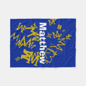 Koel monogram en naam in marineblauw & wit fleece deken (Voorkant (Horizontaal))