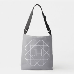 Koel Monogram, Hip Logo Style Vibe Grijs & Wit Crossbody Tas