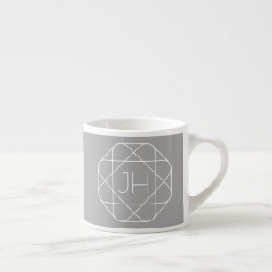 Koel Monogram, Hip Logo Style Vibe Grijs & Wit Espresso Kop