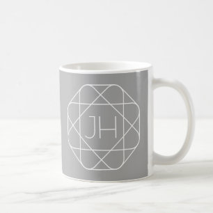 Koel Monogram, Hip Logo Style Vibe Grijs & Wit Koffiemok