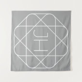 Koel Monogram, Hip Logo Style Vibe | Grijs & Wit Wandkleed (Voorkant (horizontaal))