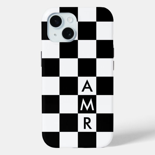 Koel Monogram Zwart Wit geruit patroon Case-Mate iPhone Case (Achterkant)