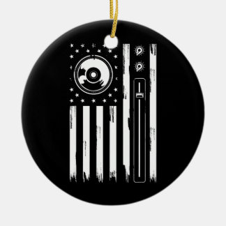 Koel muziekproducent voor mannen Amerikaanse vlag Keramisch Ornament