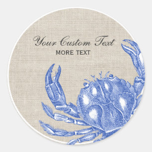 Koel  Nautical Blue Crab Aangepast strand Ronde Sticker