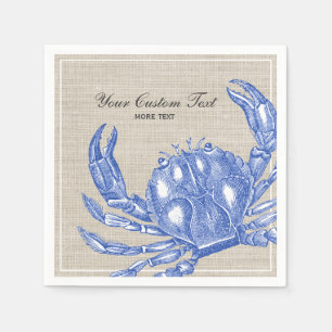 Koel  Nautical Blue Crab Aangepast strand Servetten