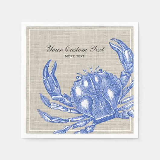 Koel  Nautical Blue Crab Aangepast strand Servetten (Voorkant)
