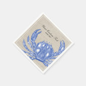 Koel  Nautical Blue Crab Aangepast strand Servetten (Hoek)