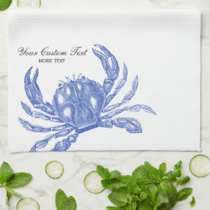 Koel  Nautical Blue Crab Aangepast strand Theedoek