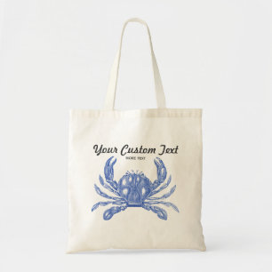 Koel  Nautical Blue Crab Aangepast strand Tote Bag
