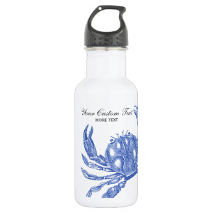 Koel Nautical Blue Crab Aangepast strand Waterfles