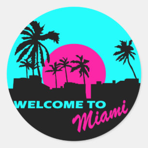 Koel Onthaal aan het ontwerp van Miami Ronde Sticker