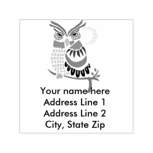 Koel Owl Abstracte zelfinbrekende adresstempel Zelfinktende Stempel