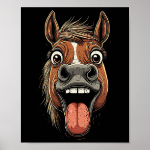Koel paard toont tongpaarden rijden op paarden poster
