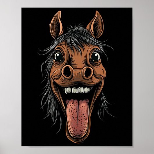 Koel paard toont tongpaarden rijden op paarden poster (Voorkant)
