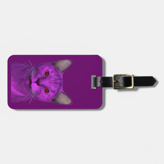 Koel Paarse kat Bagagelabel (Voorkant horizontaal)