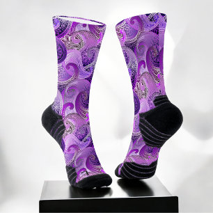 Koel paarse paisley patroon sokken