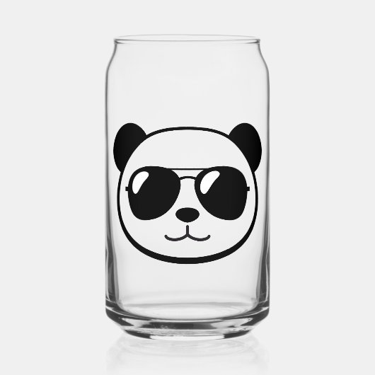 Koel panda met zonnebrillen blikvorm glas (Voorkant)