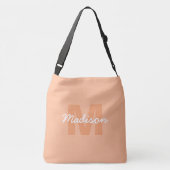 Koel pastelkleurig perzik kleur met aangepaste mon crossbody tas (Achterkant)