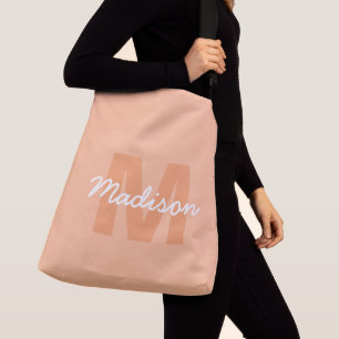 Koel pastelkleurig perzik kleur met aangepaste mon crossbody tas