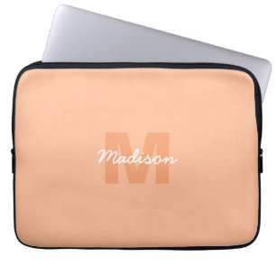 Koel pastelkleurig perzik kleur met aangepaste mon laptop sleeve