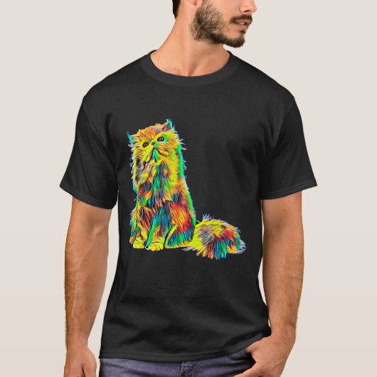 Koel Perzisch Kat  gekleurd design T-shirt (Voorkant)