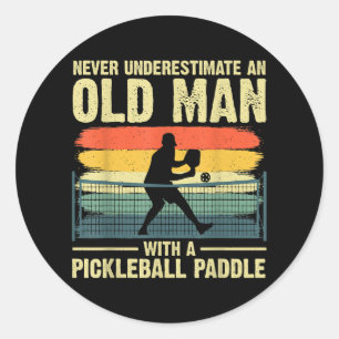 Koel Pickleball-ontwerp voor mannen Opa Pickleball Ronde Sticker