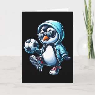 Koel Pinguïn Voetbal Speler Met Zonnebril Kaart